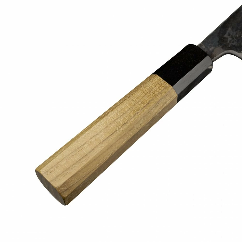 Hatsukokoro Hatsukokoro Kumokage Blue2 Kurouchi Damascus Nakiri With Teak Handle 5 Hatsukokoro Hatsukokoro Kumokage Blue2 Kurouchi Damascus Nakiri With Teak Handle - Image 3