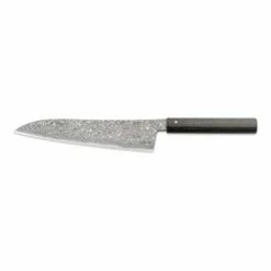 Hinoura Tsukasa FAN OUT Hinoura Tsukasa 21cm Gyuto Black Mushin Damascus Black Handle