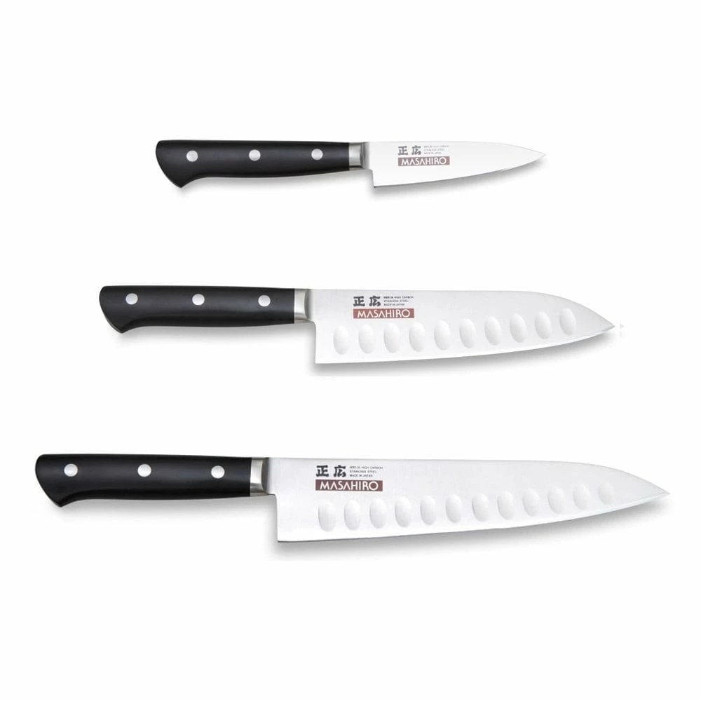 Masahiro MV-H Masahiro Flutted 3 Piece Knife Set 3 Masahiro MV-H Masahiro Flutted 3 Piece Knife Set