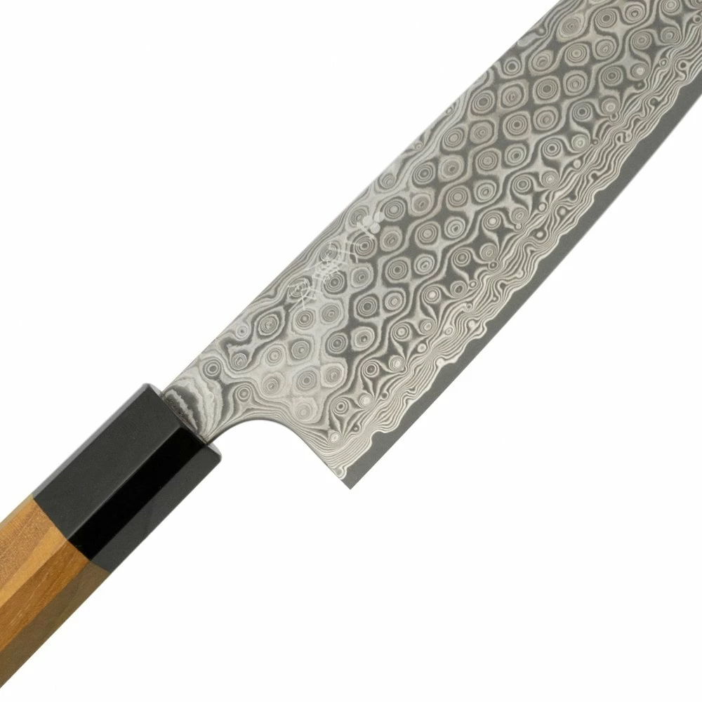 Nigara Hamono SG2 Damascus Petty 150mm Teak Black Buffalo Handle 4 Nigara Hamono SG2 Damascus Petty 150mm Teak Black Buffalo Handle - Image 2