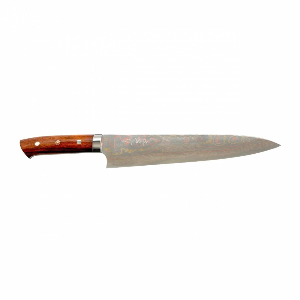 Takeshi Saji Takeshi Saji Rainbow Damascus 24cm Gyuto With Ironwood Handle 3 Takeshi Saji Takeshi Saji Rainbow Damascus 24cm Gyuto With Ironwood Handle